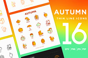 Autumn | 16 Thin Line Icons Set, an Outline Icon by Alex Blogoodf (Thumbnail 1 of 9)