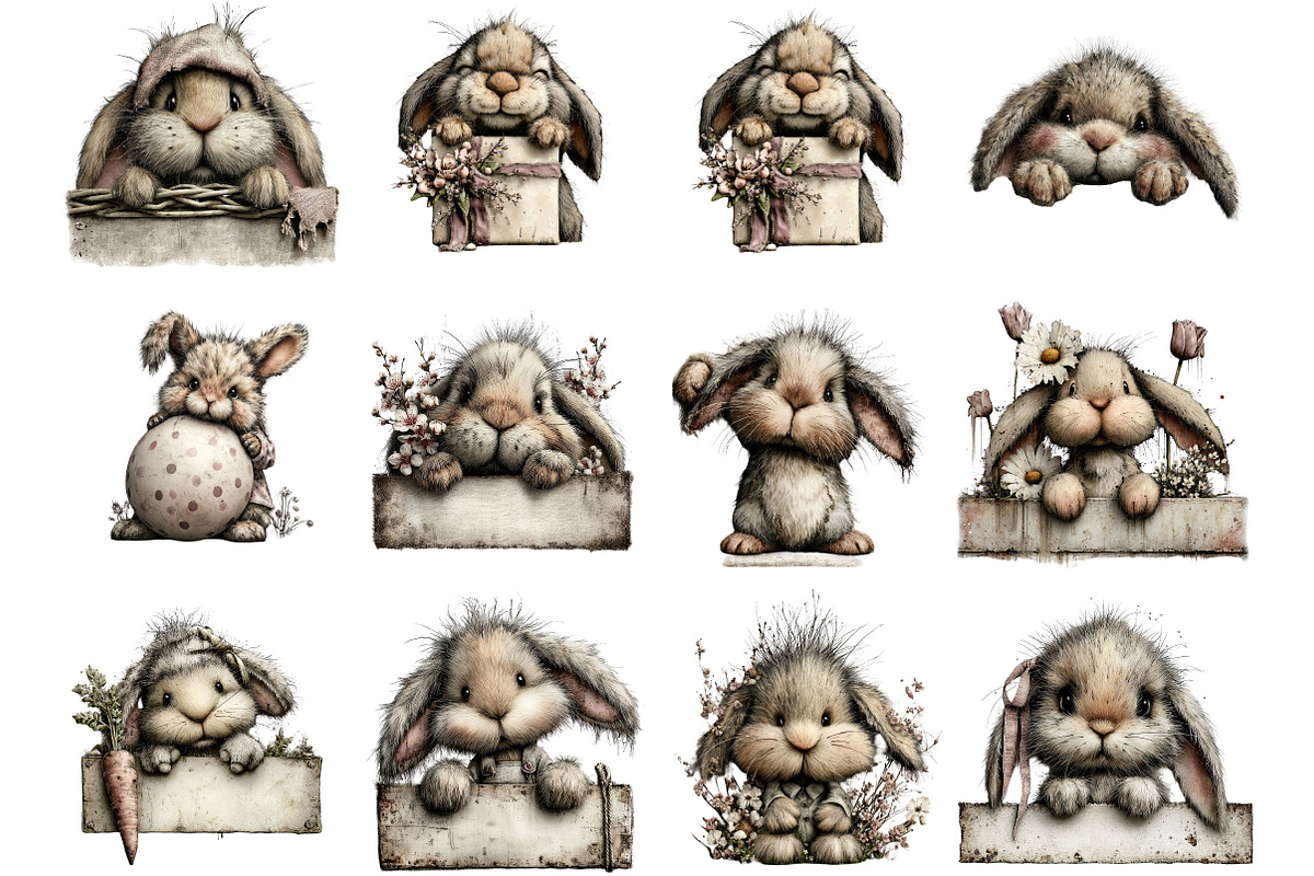 Peeking Easter Bunny Clipart, an Illustration by Designking (Photo 2 of 5)