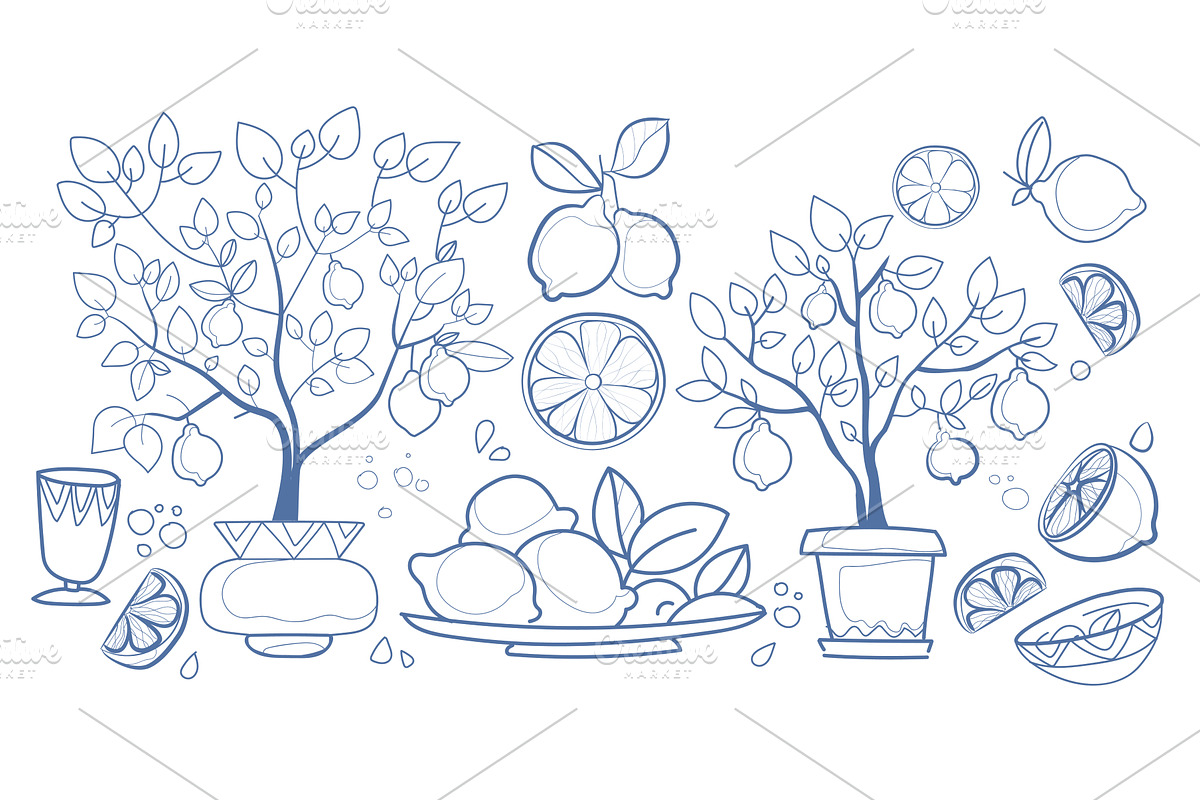 Lemon branches with citrus fruit, an Object Illustration by art PVP - market