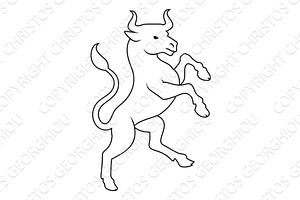 Bull Heraldry Coat of Arms Heraldic, an Illustration by Christos Georghiou