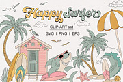 Happy Surfer Clipart set, a Sport Illustration by @olga.angelloz (Thumbnail 1 of 2)