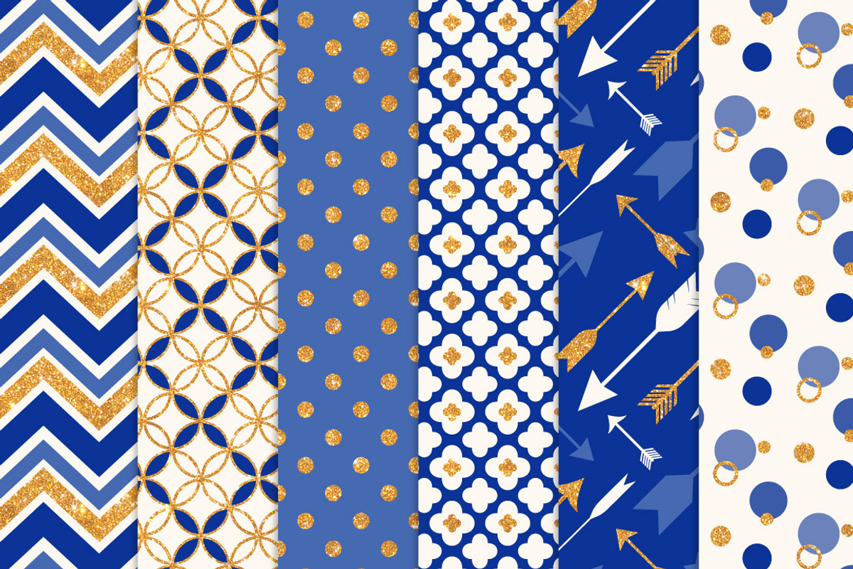 Royal Blue & Gold Glitter Patterns, a Pattern Graphic by Amanda Ilkov (Photo 2 of 3)