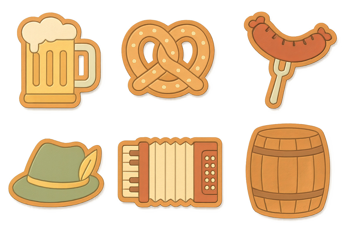 Octoberfest icons set featuring beer, an Illustration by Dvoevnore photos