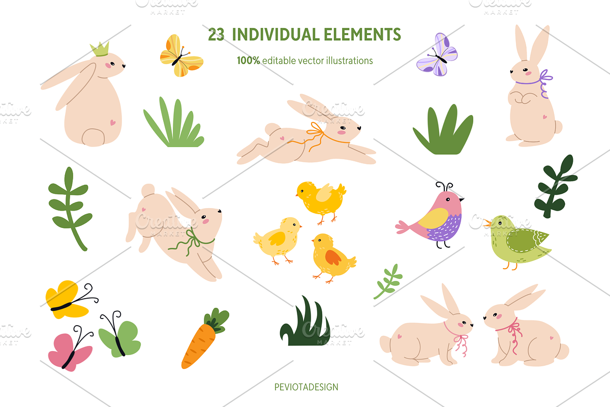 Happy Easter day vector collection, a Decorative Illustration by Peviotadesign (Photo 3 of 14)