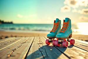 Colorful retro roller skates, a Photo by rarrarorro