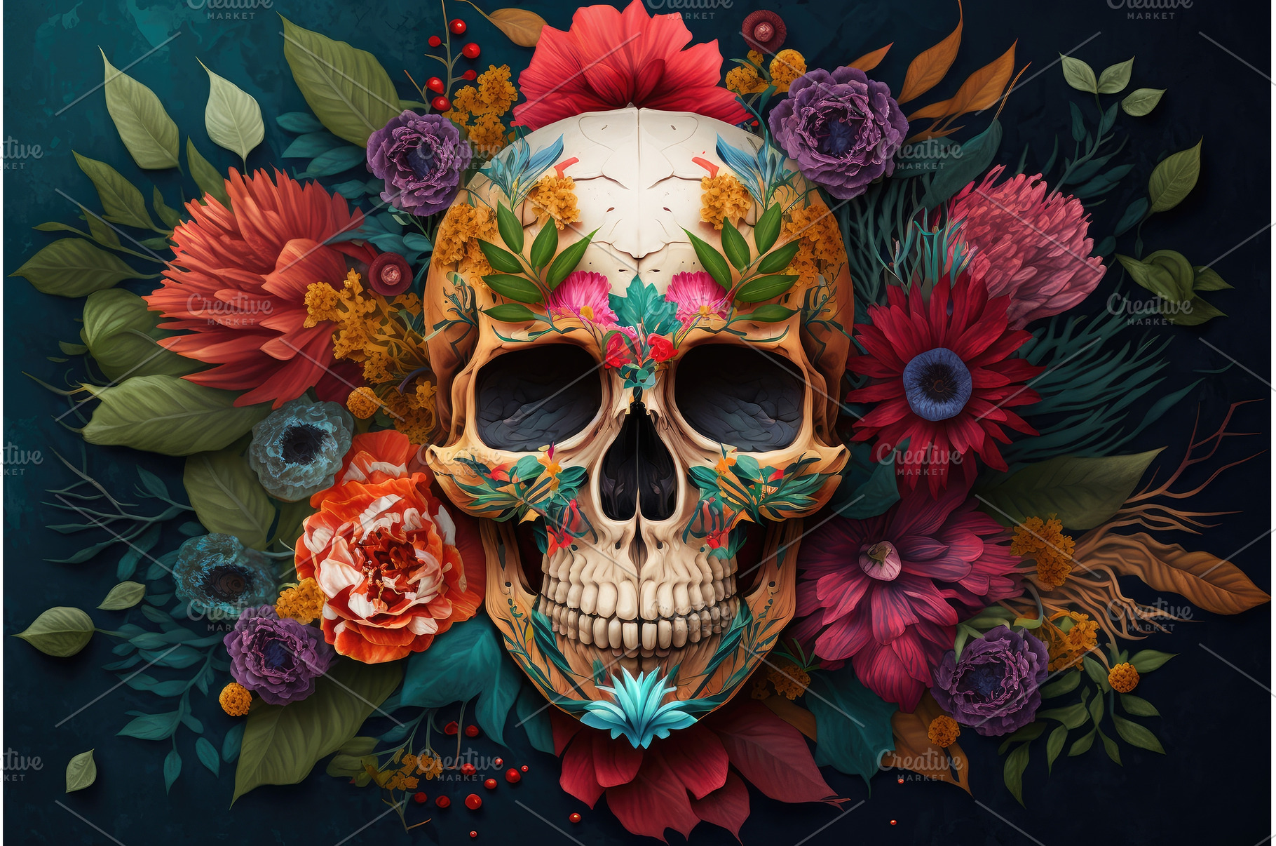 day of the dead skull, surrounded by, a Nature Photo by Sergey Kotenev