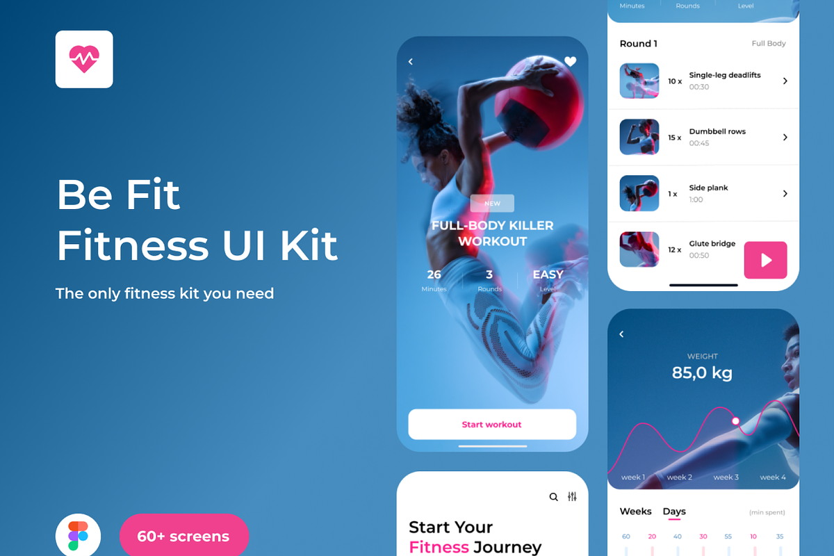 Be Fit - Fitness App UI Kit Template, an App Template by AE.design (Photo 1 of 6)