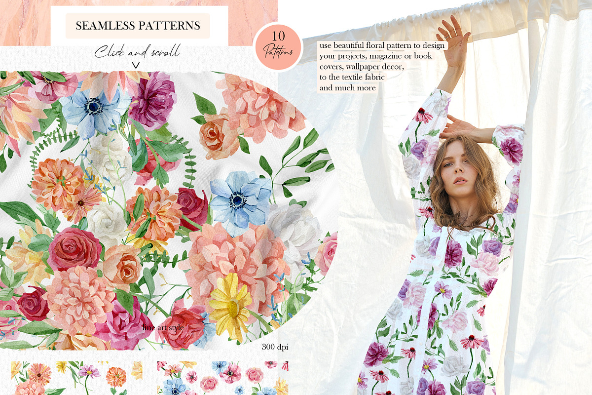 Flower head woman & Spring Floral, an Illustration by AnnaTkachi (Photo 10 of 11)