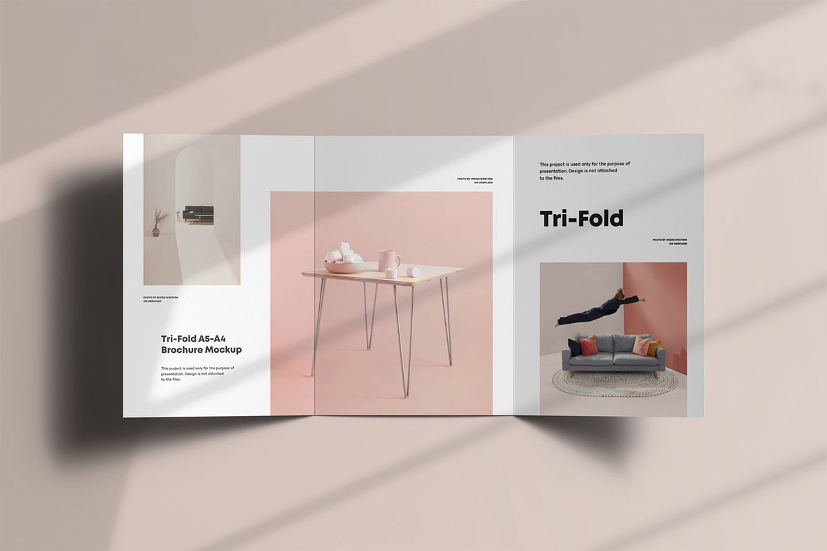 Tri-Fold A5 Brochure Mock-up 3, an Advertising Mockup by Se٧enStudio (Photo 8 of 16)