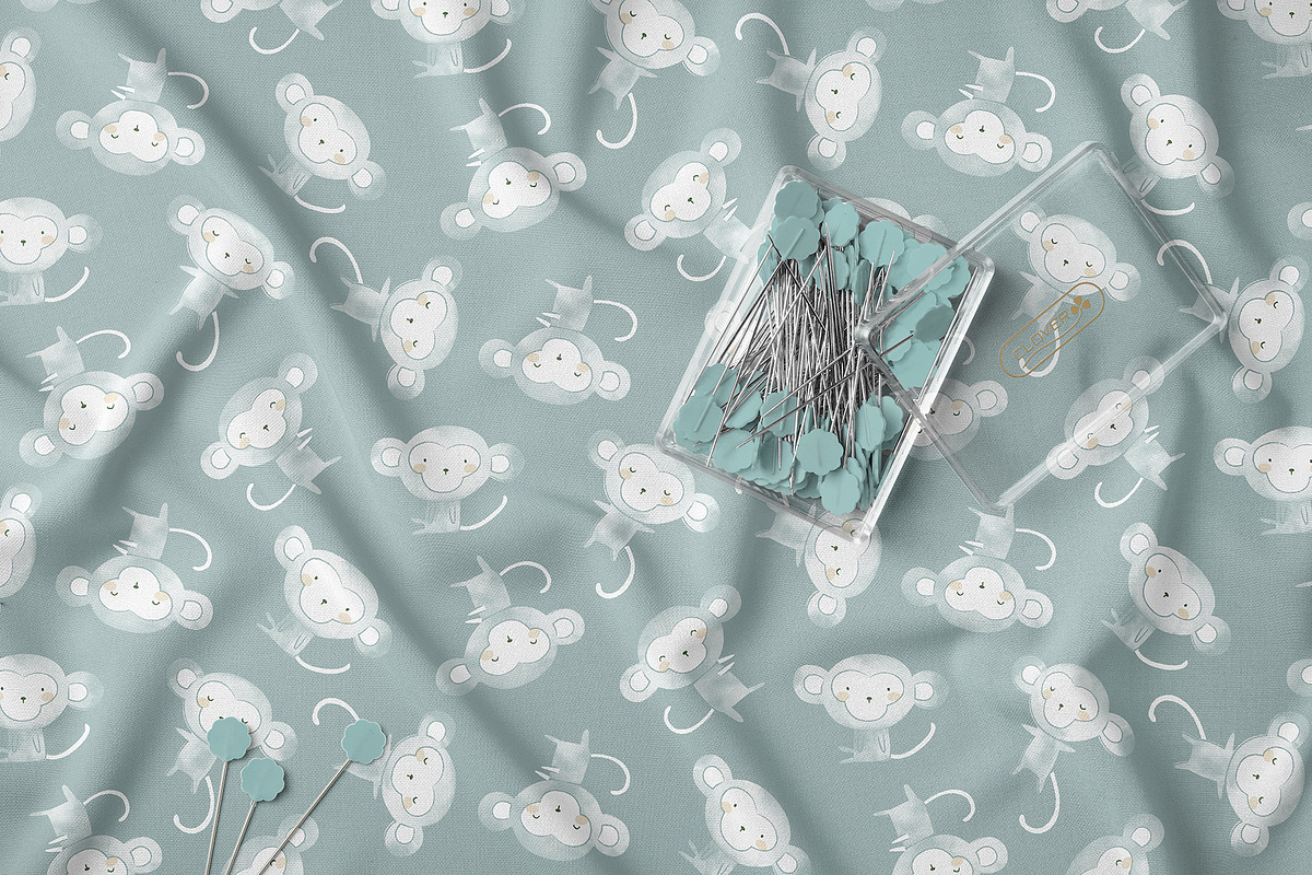 Cute Baby Monkey Seamless Pattern, a Pattern Graphic by StudioGlouna (Photo 7 of 10)