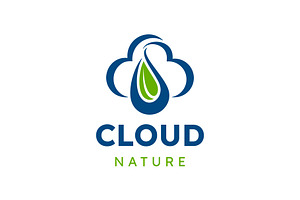 Cloud Wwaterdrop and Leaf Logo, a Branding & Logo Template by Buqancreative