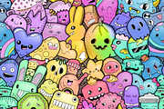 Seamless Doodle Monster Pattern, a Pattern Graphic by buntegalerie (Thumbnail 1 of 2)