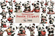Valentine Panda Clipart, an Illustration by Libby Wishes (Thumbnail 1 of 6)