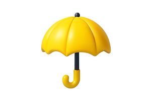 3D yellow umbrella icon for weather, an Object Illustration by ModVector