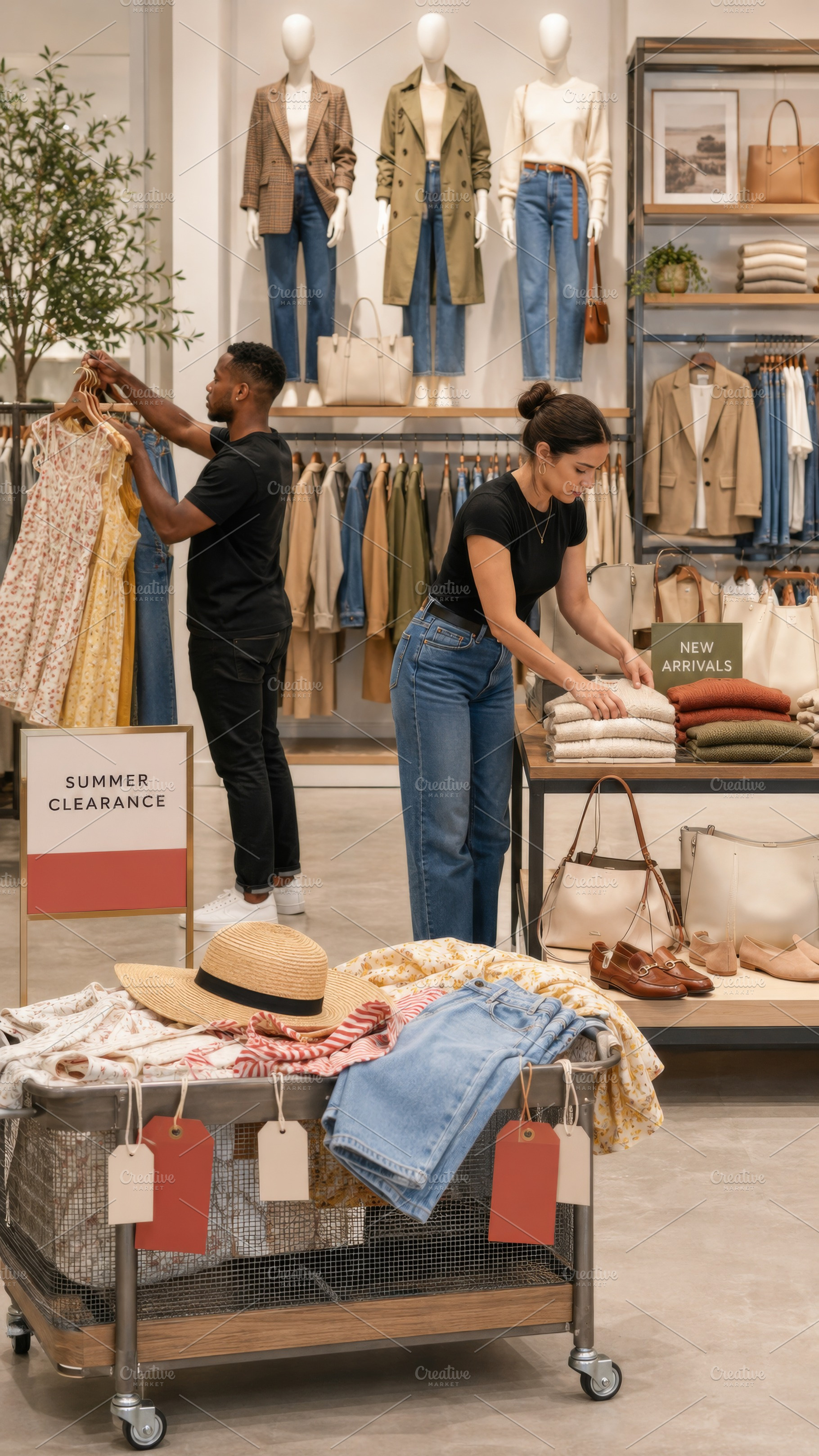 Summer clearance clothing display in, a Photo by Dvoevnore photos
