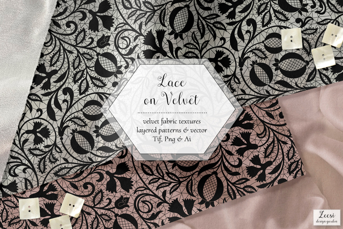 Lace on Velvet Patterns & Textures, a Pattern Graphic by Zeesi Design Garden (Photo 1 of 11)