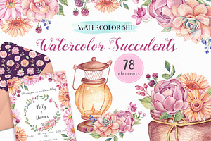 SALE! Watercolor Succulents