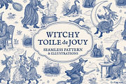 Witchy Toile de Jouy Pattern, a Pattern Graphic by Dina Mae (Thumbnail 1 of 11)