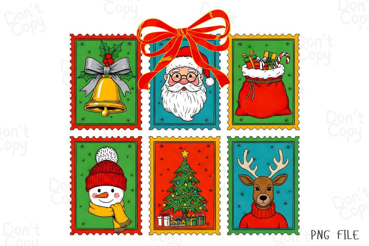 Preppy Christmas Stamps Png, a Graphic by Clipart Bloom (Photo 1 of 2)