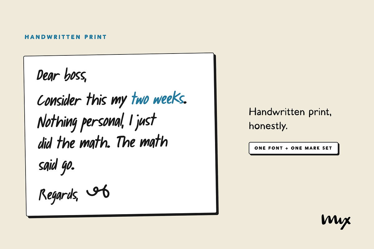 Mix Two Weeks - Handwritten Print, a Handwritten Font by Mix Fonts (Photo 3 of 11)