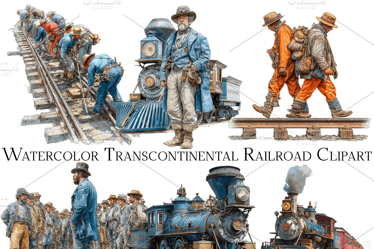 Watercolor Transcontinental Railroad, an Object Graphic by ArtisticTimberStudio (Photo 1 of 2)