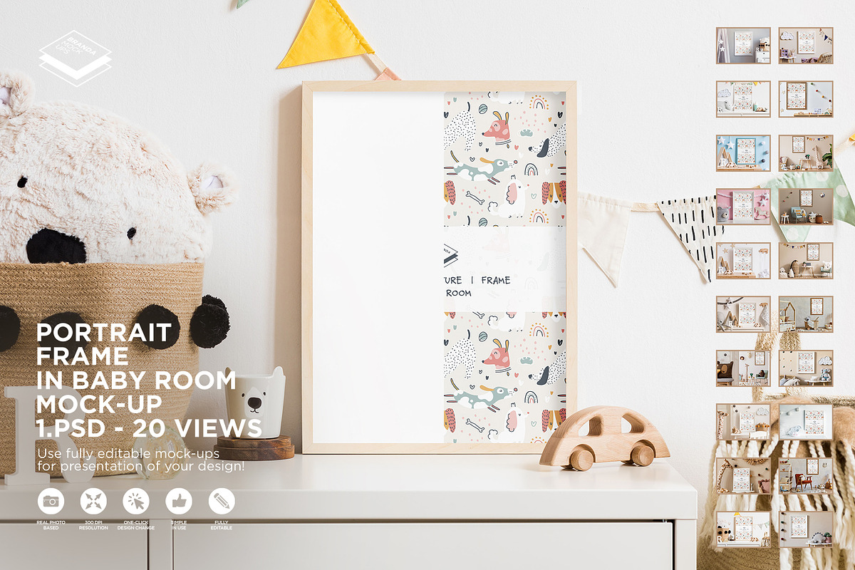 Portrait Frame in Baby Room Mock-up, a Print Template by Branda Keeps (Photo 1 of 30)