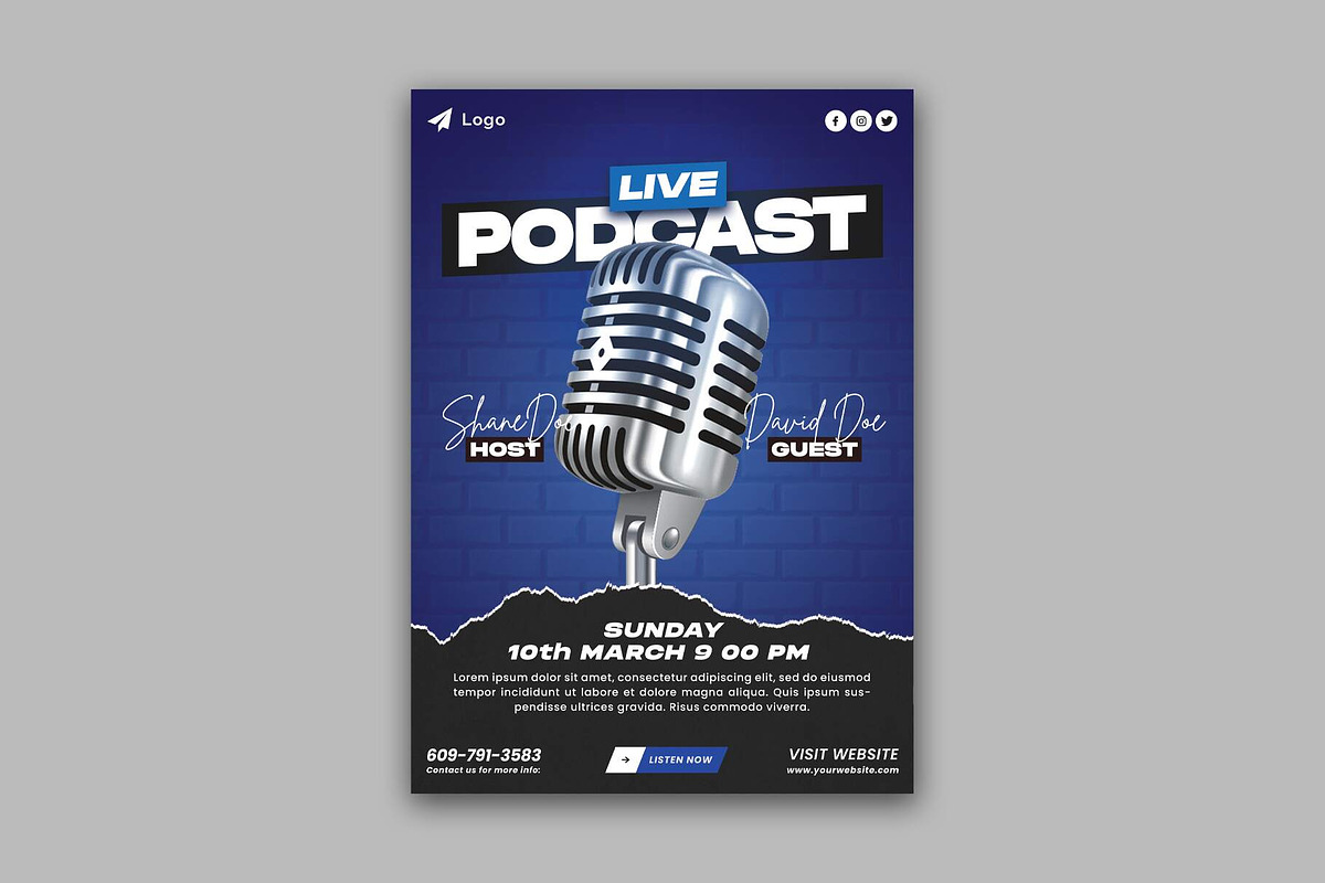 Podcast Talk Show Flyer Template, a Flyer Template by Saman Osama (Photo 4 of 4)