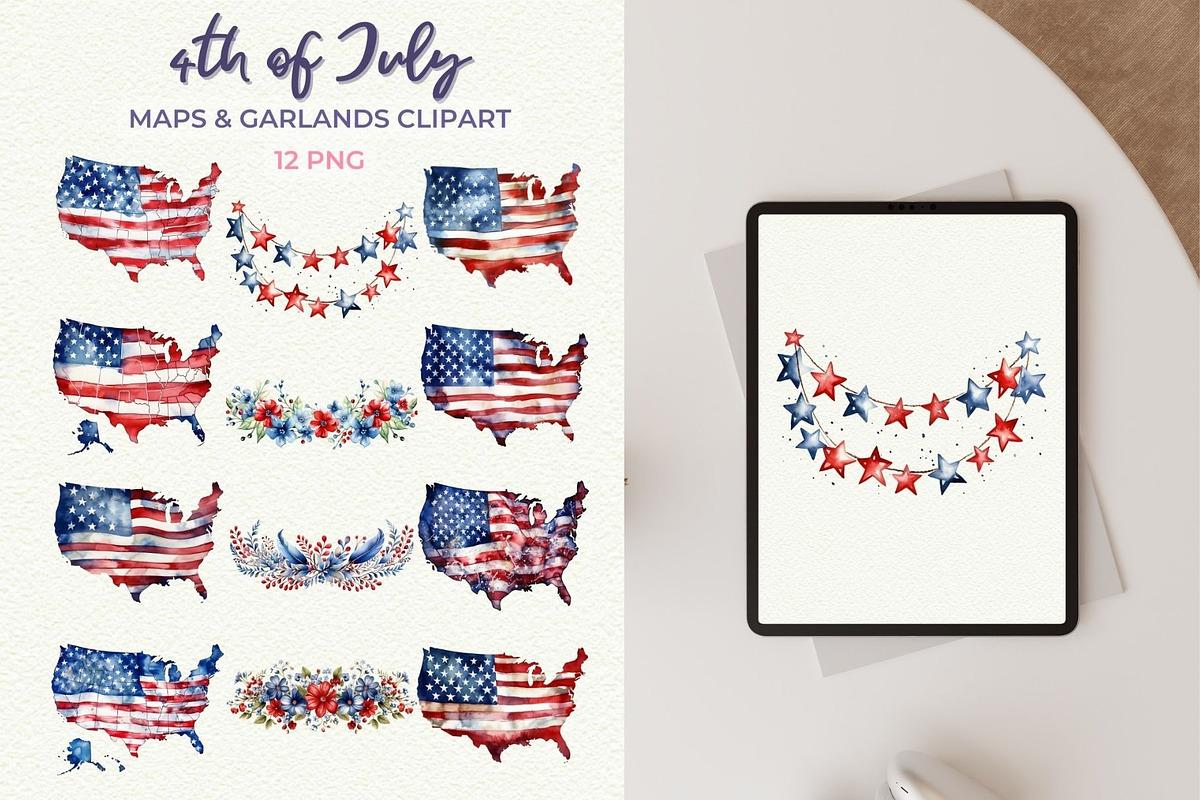 4th of July Clipart Bundle PNG, a Seasonal Illustration by Anna Design Studio (Photo 7 of 11)