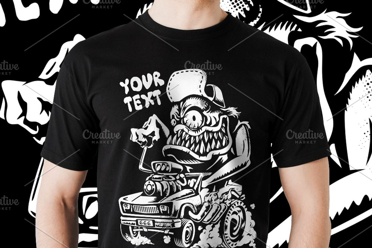 HOTROD HAT MONSTER VECTOR, a Person Illustration by arace (Photo 2 of 2)
