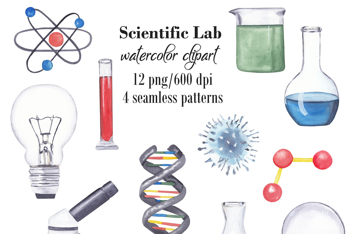 Scientific Lab - clipart & patterns, an Education Illustration by Visual Animal (Photo 1 of 6)