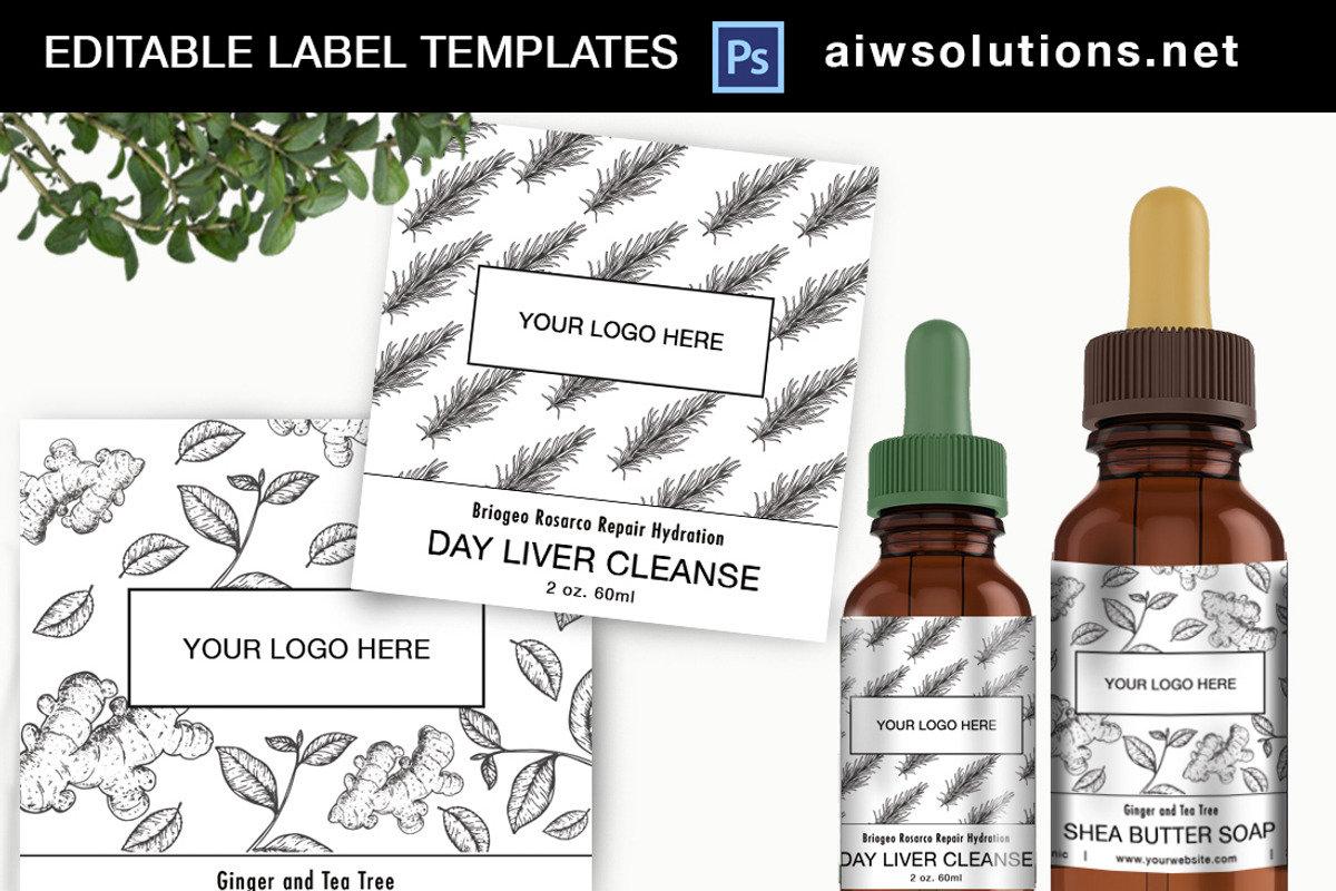Ginger and Rosemary label ID 58, a Stationery Template by AIW SOLUTIONS (Photo 1 of 5)