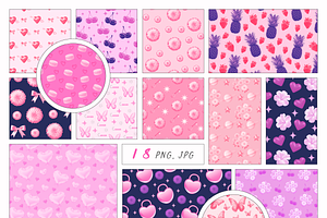 Pink Halftone Collage Elements