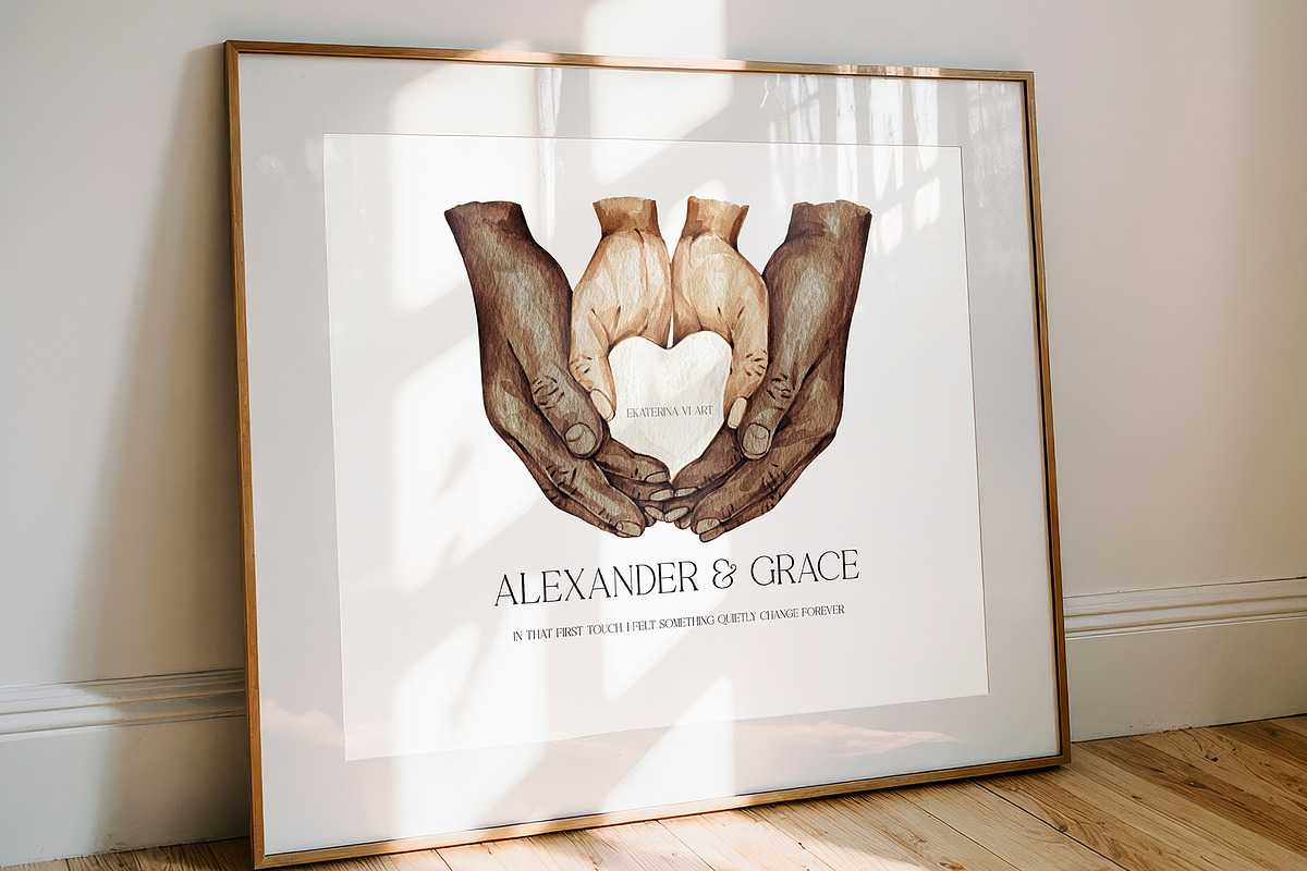 Holding Hands Heart Lovers Couple, a Person Illustration by EkaterinaViArt (Photo 2 of 5)