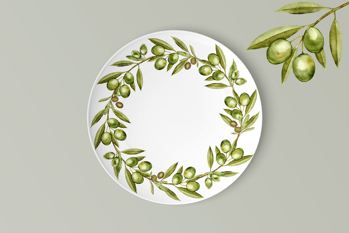 Olive Whispers Watercolor Collection, a Decorative Illustration by Aurella Art (Photo 10 of 15)