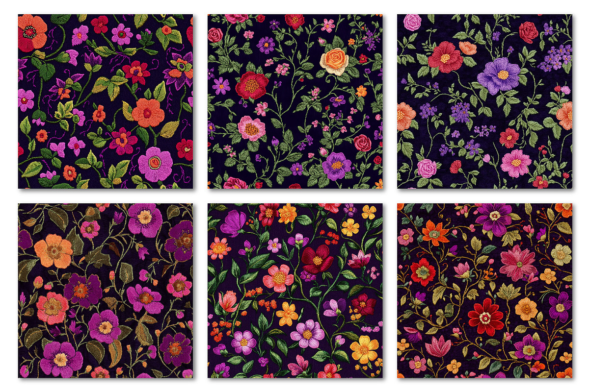 Purple Floral Embroidery Fabric, a Texture Graphic by Dream Creation (Photo 4 of 6)