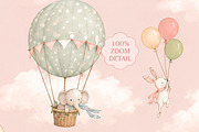 Pastel Air Balloon Nursery Wallpaper, a Wallpaper Graphic by by creative paper (Thumbnail 6 of 14)