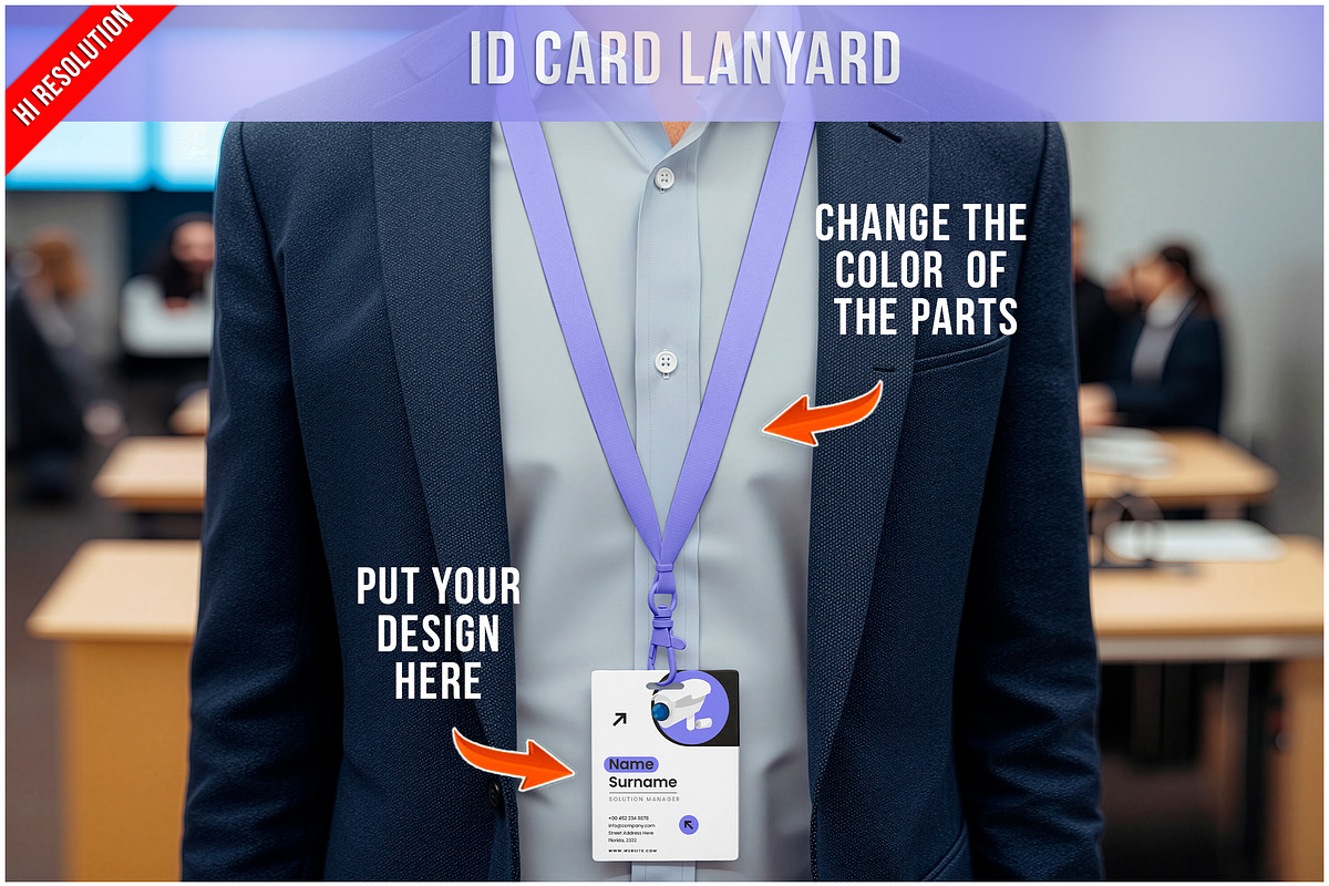 Id Card Lanyard Mockup PSD, a Product Mockup by Bruno's Shop (Photo 1 of 4)