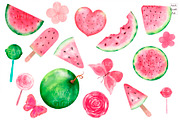 Watermelon watercolor clipart., an Illustration by AnaGuziiArt (Thumbnail 2 of 14)