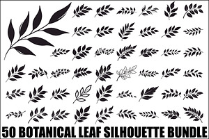 Botanical Leaf Silhouette Bundle, an Illustration by yasushie
