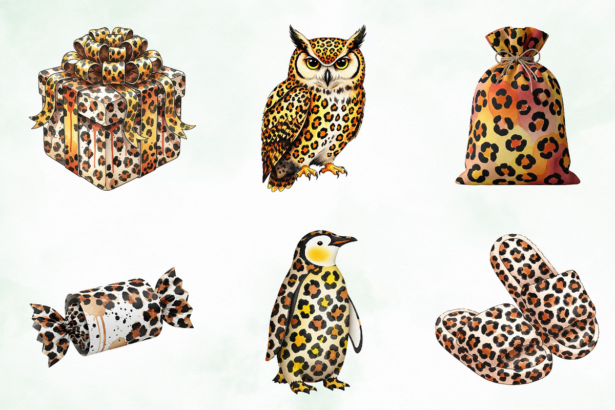 Leopard Print Christmas Clipart PNG, an Illustration by Creative Art (Photo 8 of 9)
