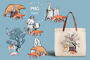 Forest animals, trees, mushrooms., an Animal Illustration by lilisavelieva (Thumbnail 4 of 6)