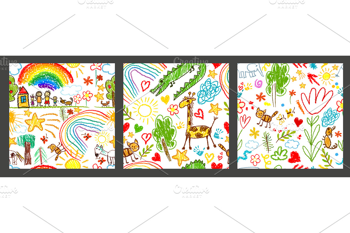 set of seamless children's, an Animal Illustration by Nenahliadava Design