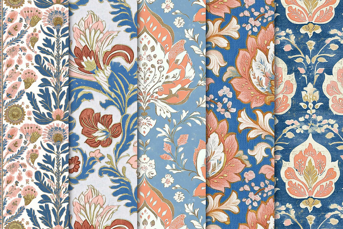 Bohemian Flowers Digital Papers, a Pattern Graphic by Maishop (Photo 3 of 4)