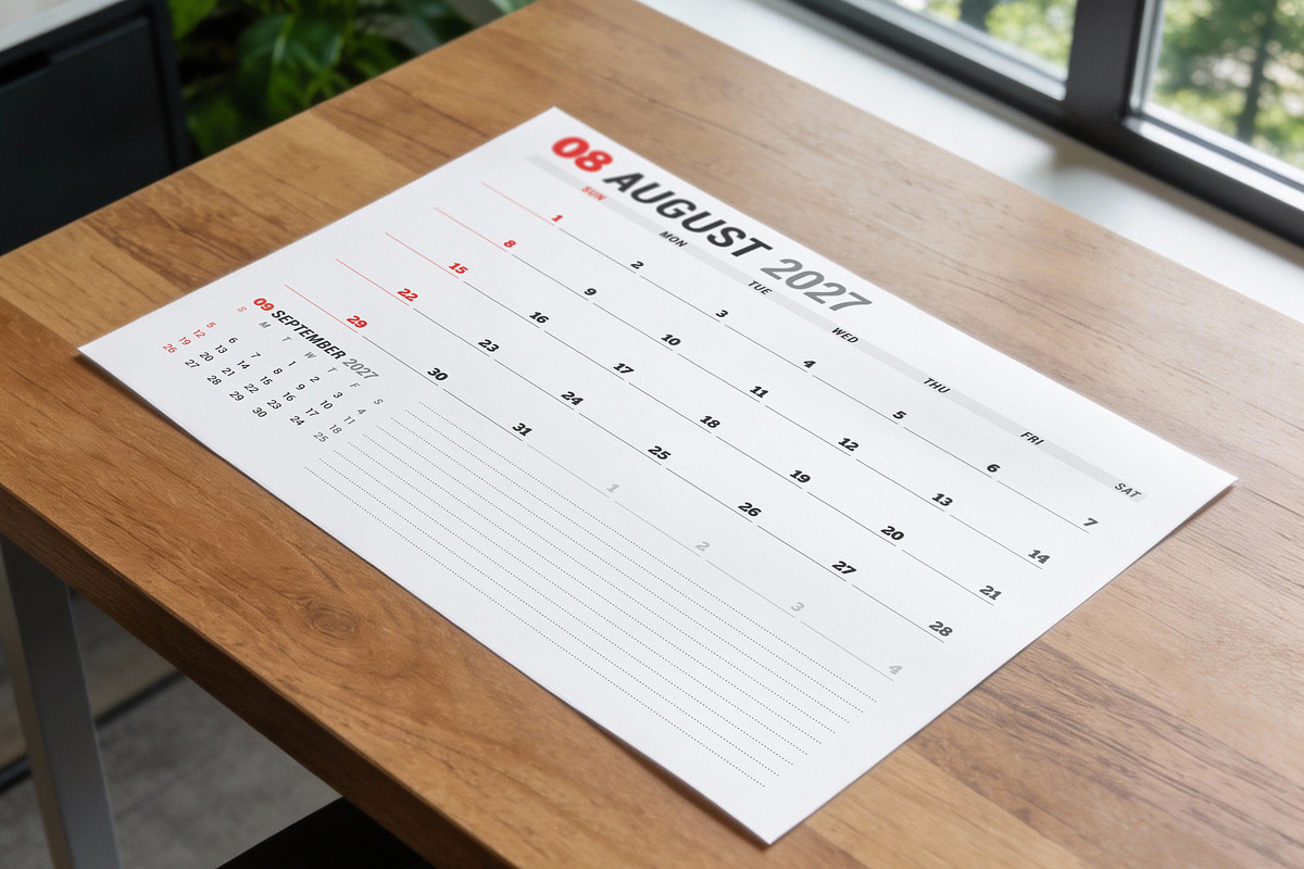 Wall Calendar 2027 (WC037-27-S), a Stationery Template by mikhailmorosin (Photo 4 of 6)