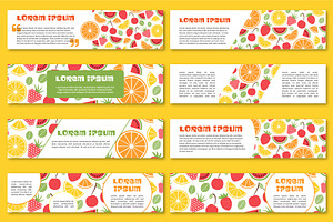 Banners Cards With Summer Fruits