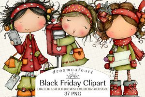 Funny Black Friday Clipart, an Illustration by DreamCafeArt