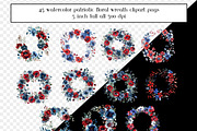 Patriotic Watercolor Floral Wreaths, an Object Graphic by AllTheKewtClipart (Thumbnail 2 of 5)