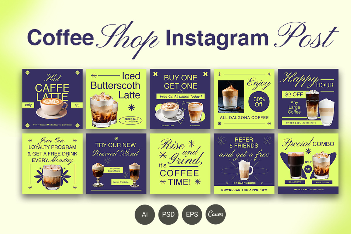 Coffee Shop Instagram  Post, a Social Media Template by Jiwstudio (Photo 2 of 4)