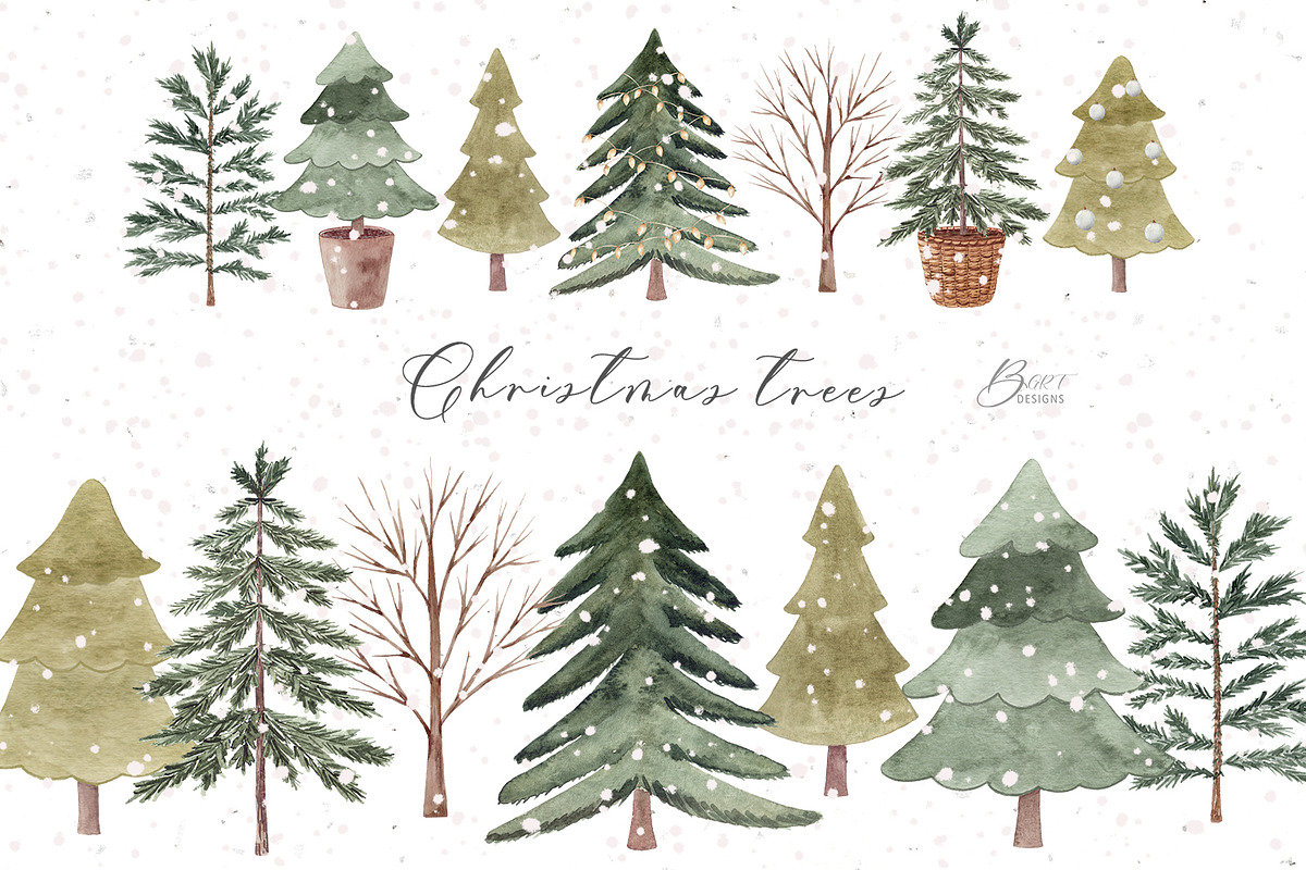 Watercolor Christmas trees, a Decorative Illustration by BrushArtDesigns (Photo 1 of 5)