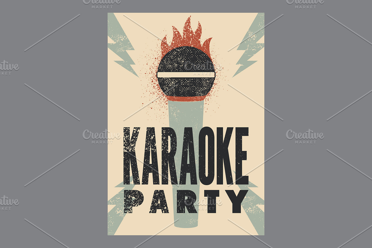 Karaoke Party vector poster set., an Object Illustration by PoPaShop (Photo 6 of 9)